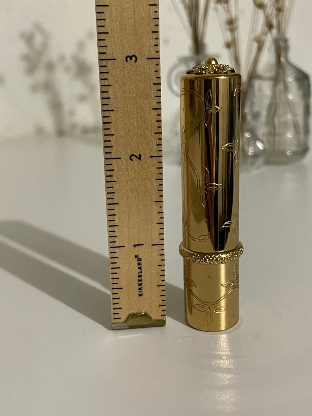Vintage Revlon 501 Gold Floral Engraved Lipstick Tube - EMPTY